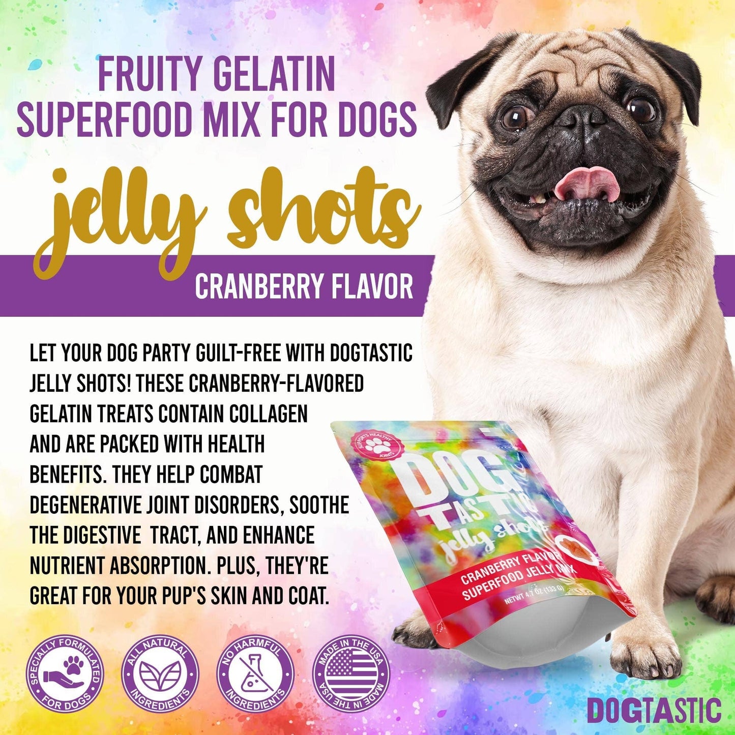Dogtastic Jelly Shots - Cranberry Flavor: Dogtastic Jelly Shots gelatin mix for dogs - Mango Flavor
