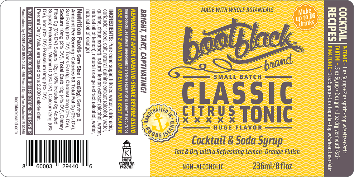 Tonic - Classic Citrus - Cocktail Syrup: 8 oz