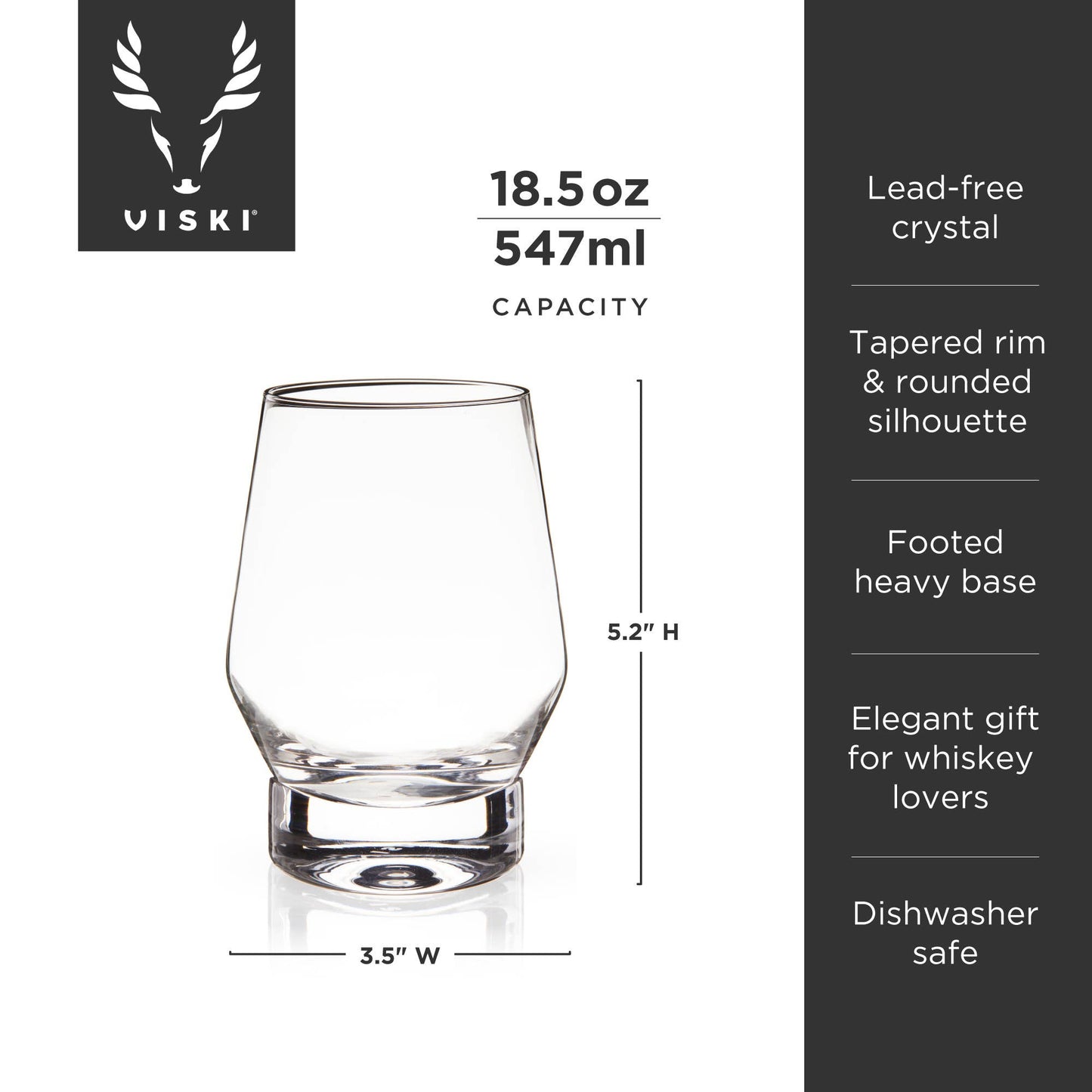 Raye™ Heavy Base Crystal Whiskey Glasses - Set of 2