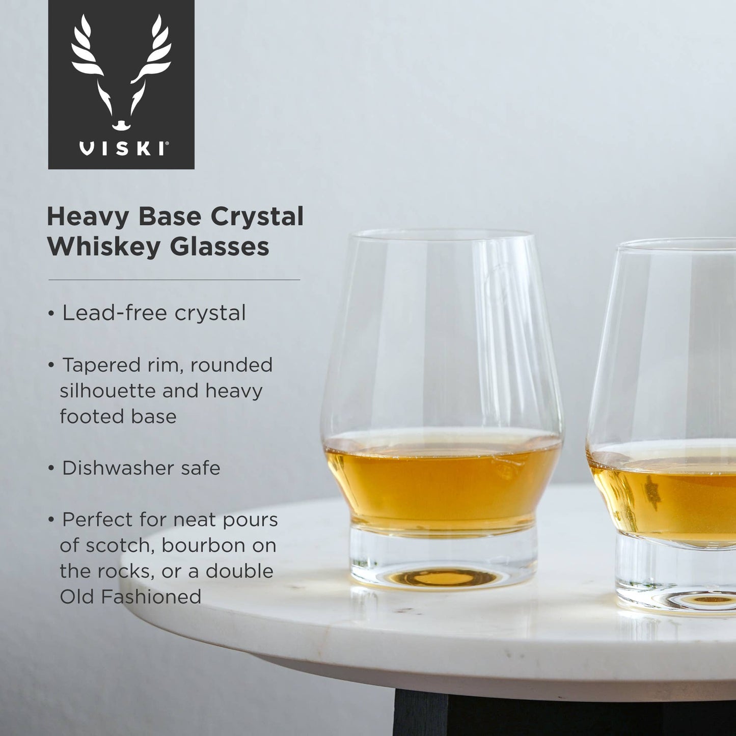 Raye™ Heavy Base Crystal Whiskey Glasses - Set of 2