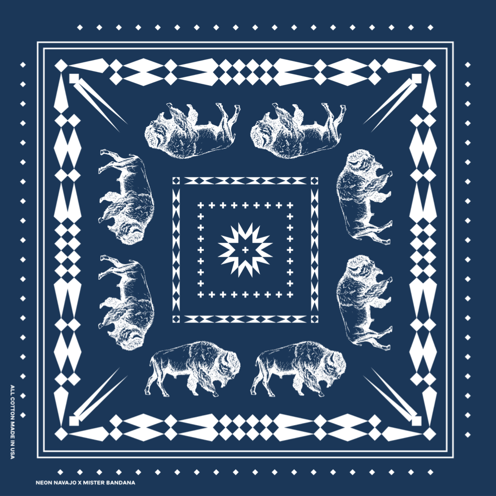 Great Plains Buffalo Bandana: Navy
