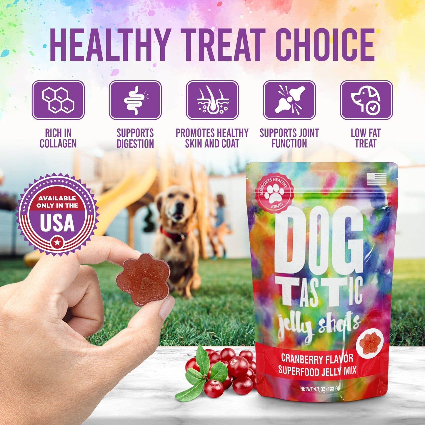 Dogtastic Jelly Shots - Cranberry Flavor: Dogtastic Jelly Shots gelatin mix for dogs - Mango Flavor