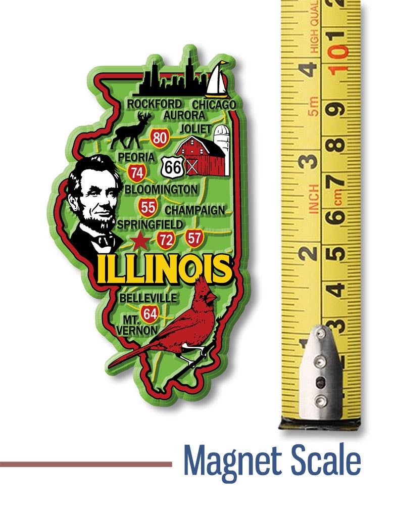 Illinois Colorful State Magnet Collectible Made in USA