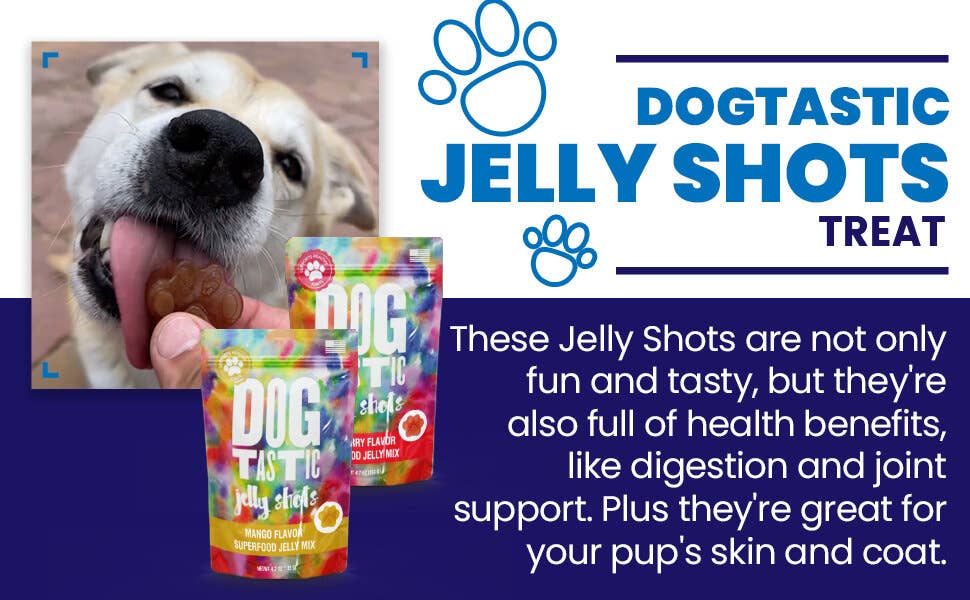 Dogtastic Jelly Shots - Cranberry Flavor: Dogtastic Jelly Shots gelatin mix for dogs - Mango Flavor