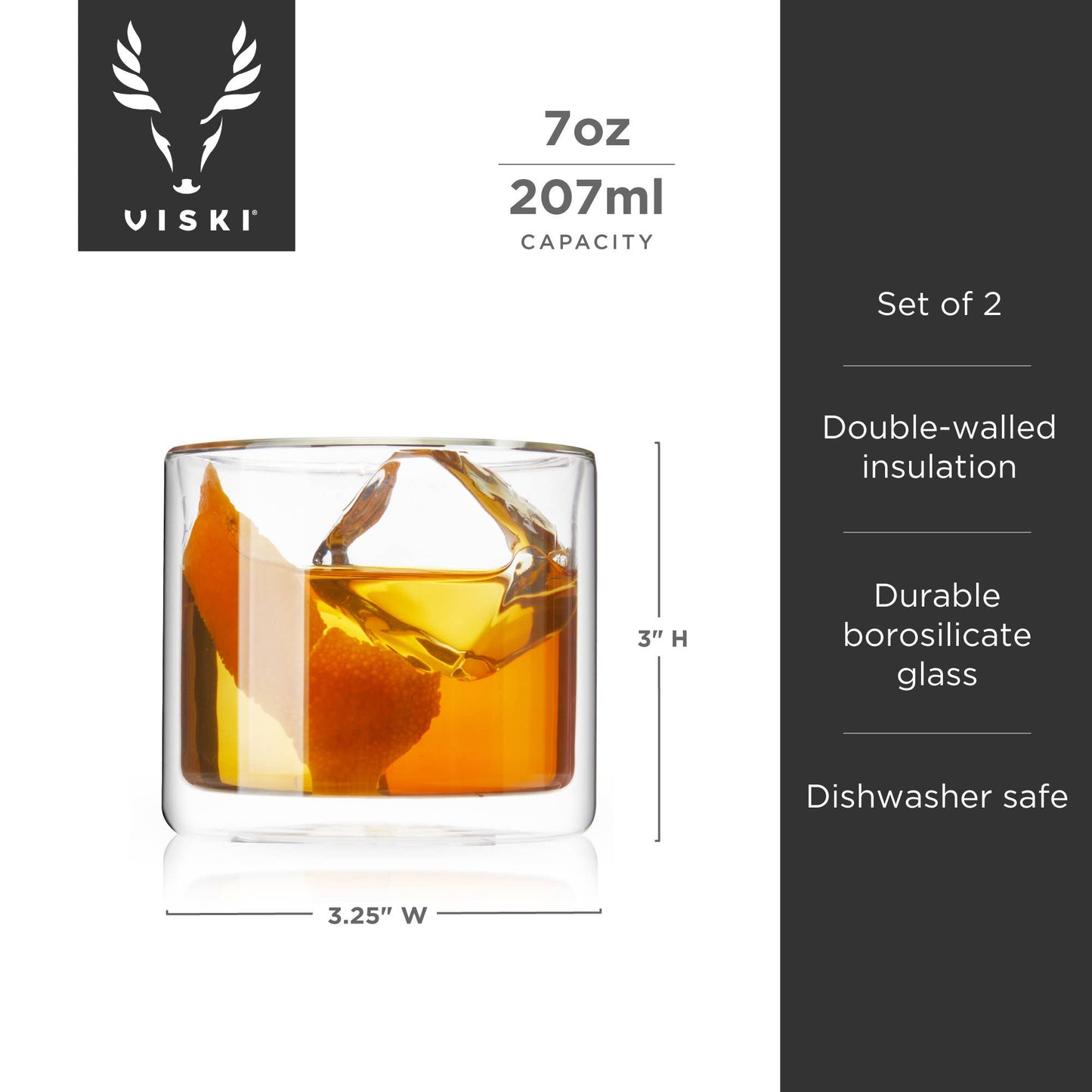 Double Walled Old Fashioned Glasses Set of 2